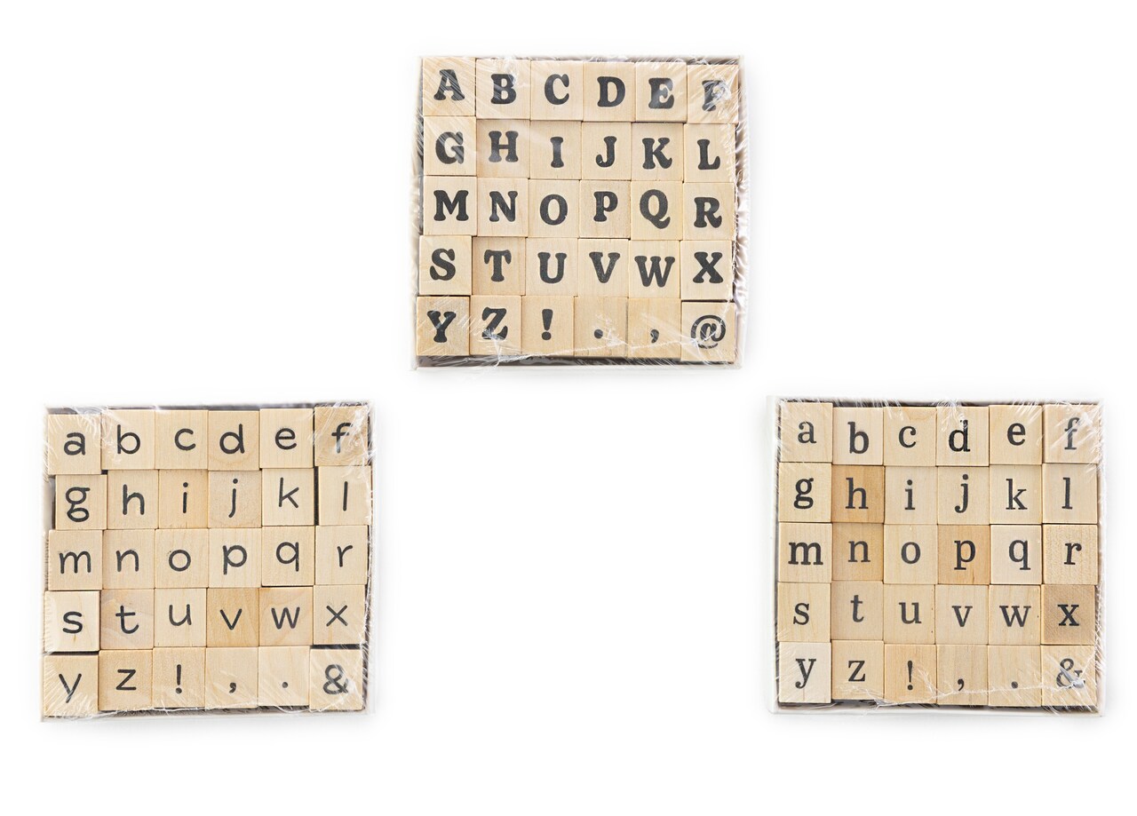 American Crafts Alphabet Stamp Set 3"X3"-Assorted Fonts